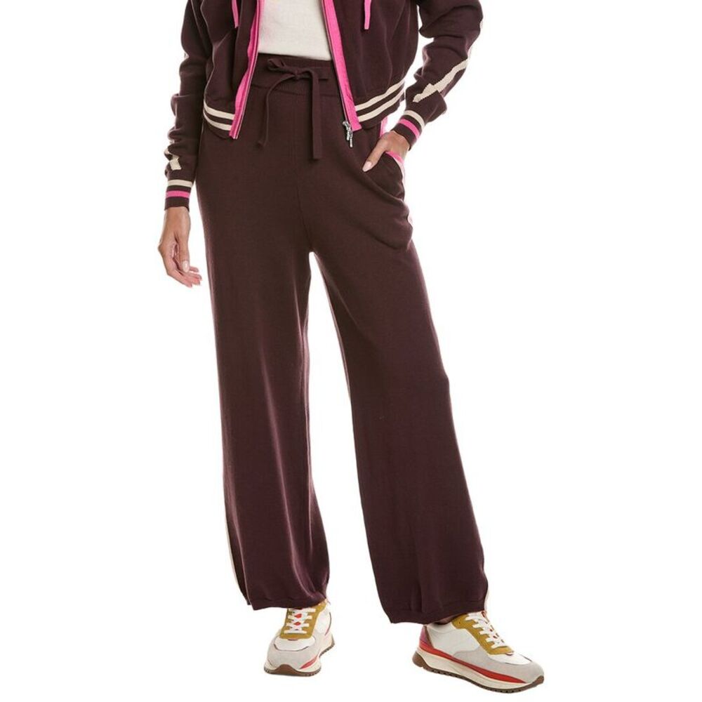 Wispr Womens  Sporty Stripe Up Wide Leg Pant, Brown